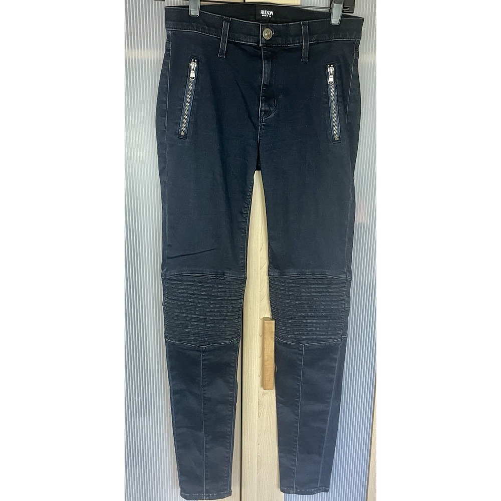 HUDSON Stark Moto Skinny Dark Blue Jeans Sz 27 Goth Biker Rock Retro Casual - Picture 1 of 8